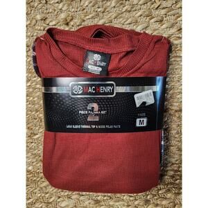 MAC HENRY Mens Pajamas Set 2 Piece Thermal Long Sleeve Shirt Fleece Pants Gift